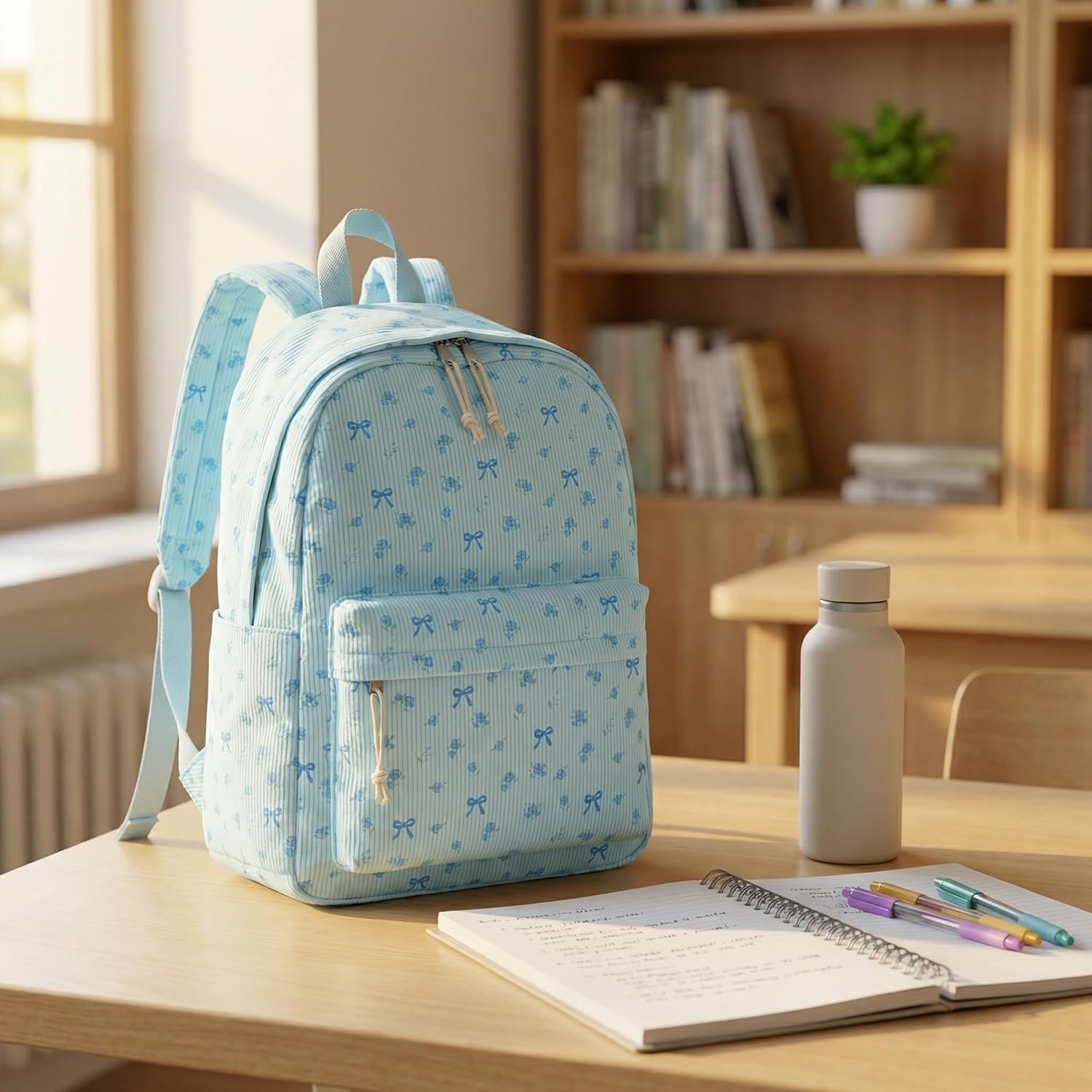 image:imageBTOOP School Backpacks for Teen Girls Bookbags Lightweight Kids Backpack School Bags Set with Lunch Box Pencil CaseBlue Bow