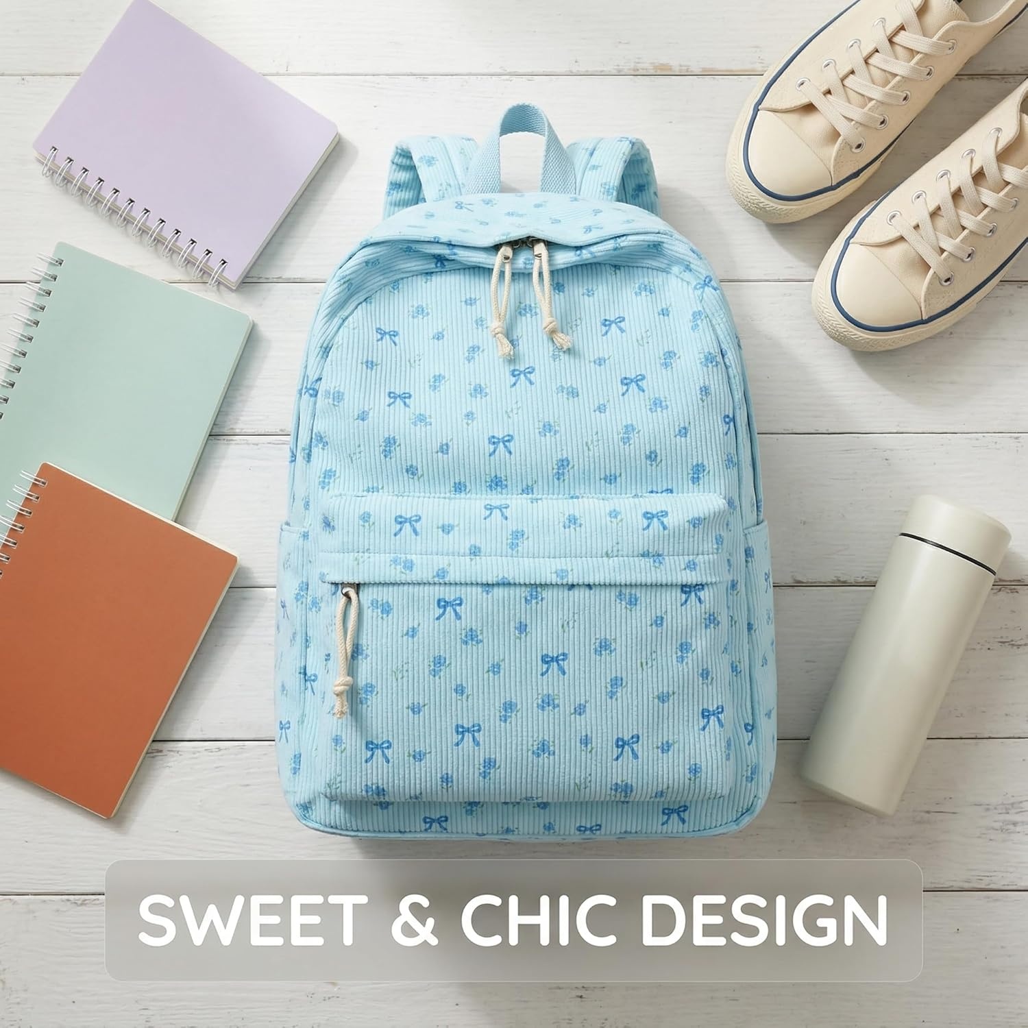 image:imageBTOOP School Backpacks for Teen Girls Bookbags Lightweight Kids Backpack School Bags Set with Lunch Box Pencil CaseBlue Bow