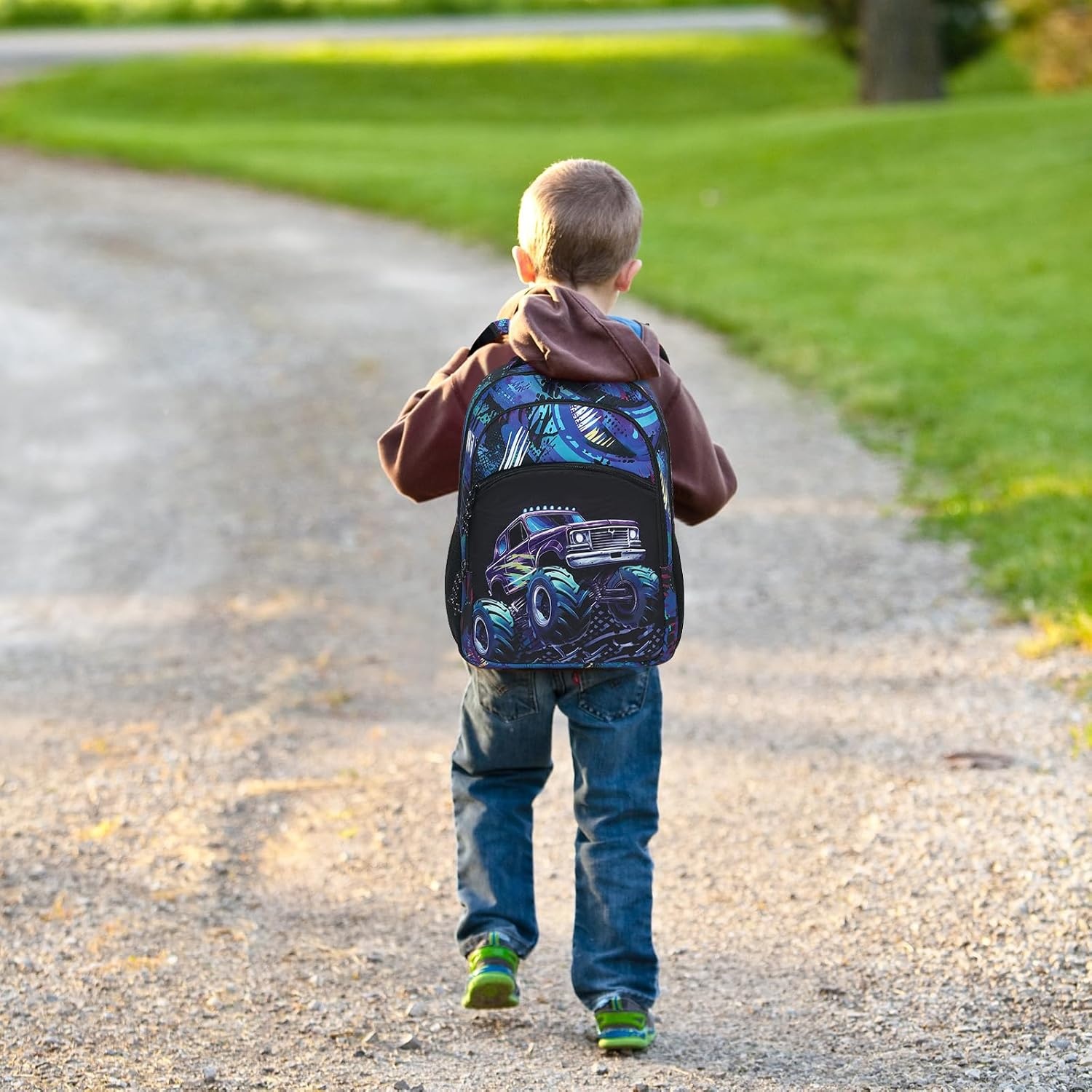 image:imageBTOOP Toddler Backpack BoysampGirls Cute Kids School Backpack Preschool Kindergarten Bookbags Nursery Daycare Toddler BagsBlackblue Off Road Vehicle