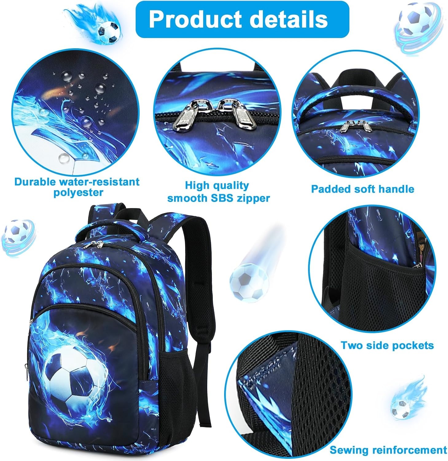 image:imageBTOOP Toddler Backpack BoysampGirls Cute Kids School Backpack Preschool Kindergarten Bookbags Nursery Daycare Toddler BagsBlue Flame Football