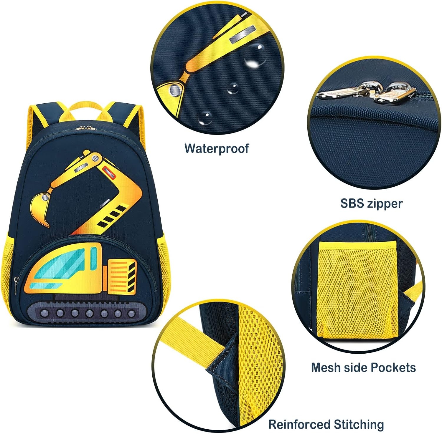 image:imageBTOOP Toddler Backpack BoysampGirls Cute Kids School Backpack Preschool Kindergarten Bookbags Nursery Daycare Toddler BagsExcavator Trucknavy
