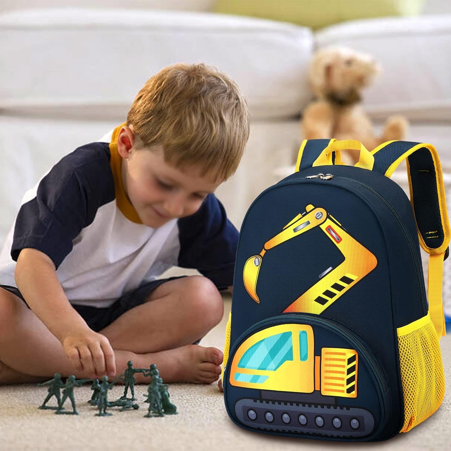 image:imageBTOOP Toddler Backpack BoysampGirls Cute Kids School Backpack Preschool Kindergarten Bookbags Nursery Daycare Toddler BagsExcavator Trucknavy