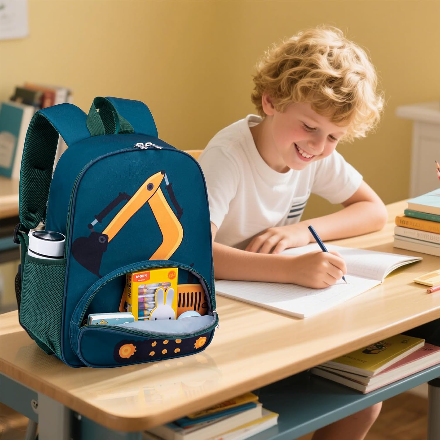 image:imageBackpack for Kids Boys Girls Preschool Kindergarten Bookbag Set with Lunch Box Toddler School BagAExcavator Constructi 2