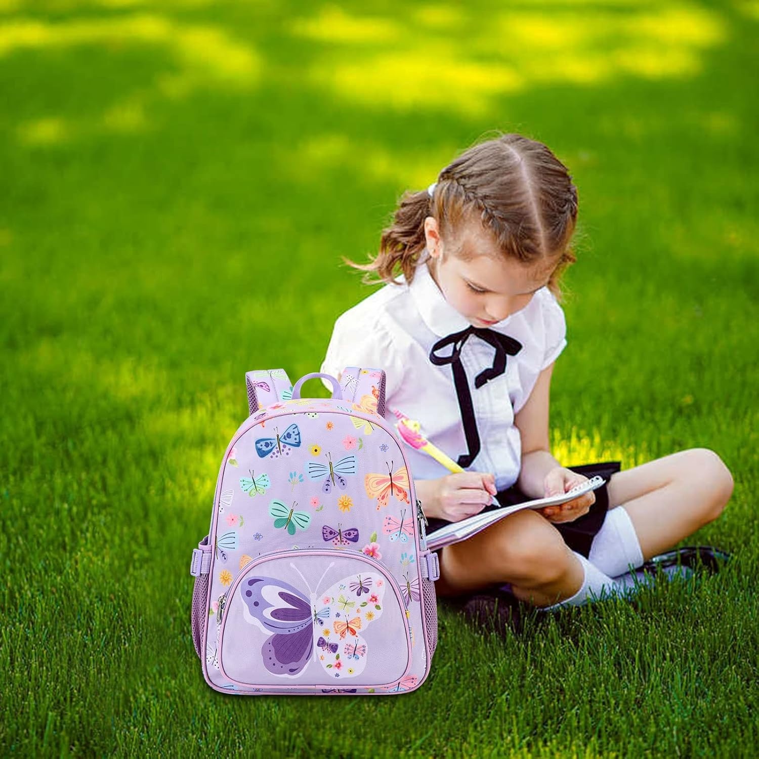 image:imageBackpack for Kids Boys Girls Preschool Kindergarten Bookbag Set with Lunch Box Toddler School BagPurpleButterfly