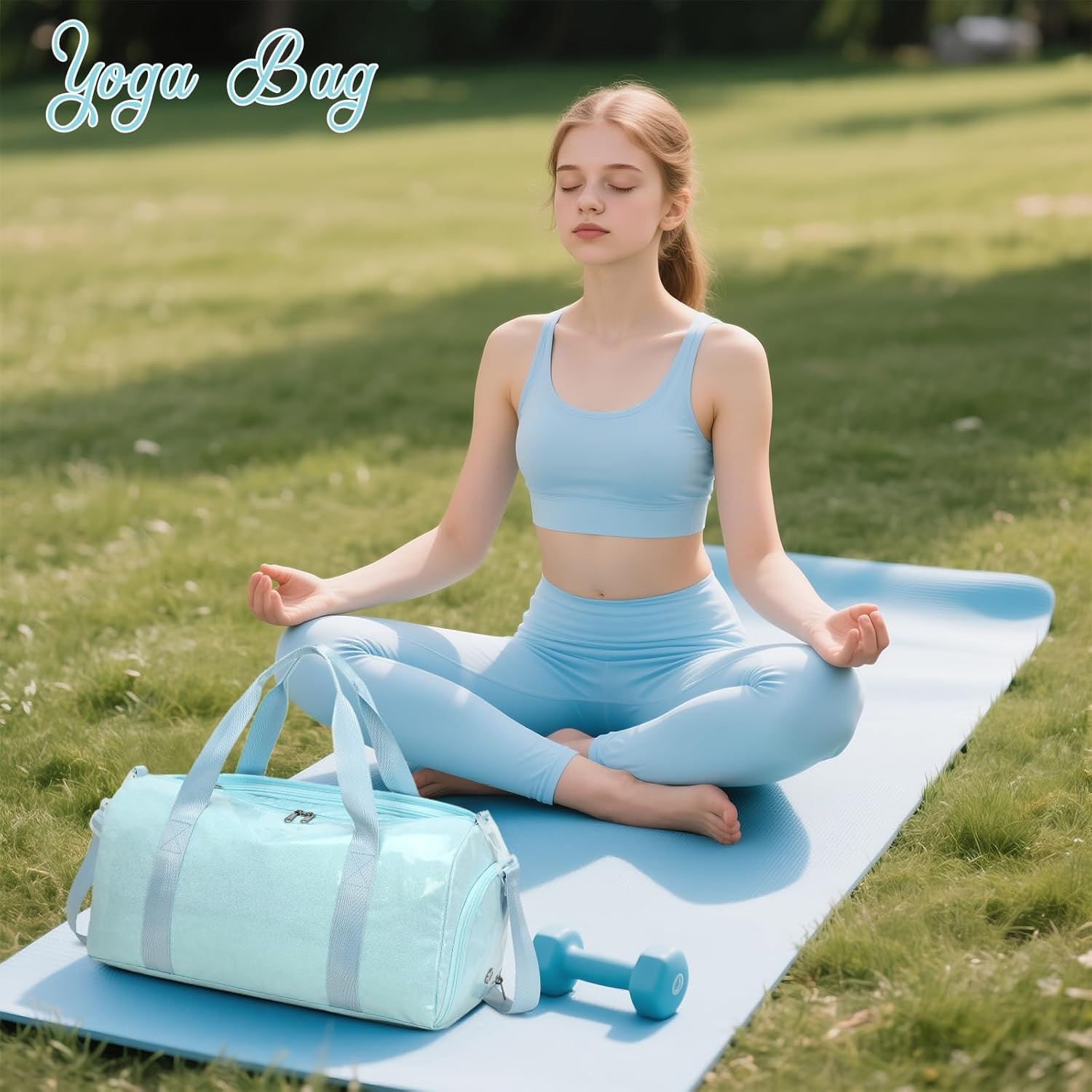 image:imageDuffle Bag for Girls Kids Overnight Bags Cute Strawberry Cherry Dance Sports Bag Travel Tote with Shoe Compartment and Wet PocketBlue
