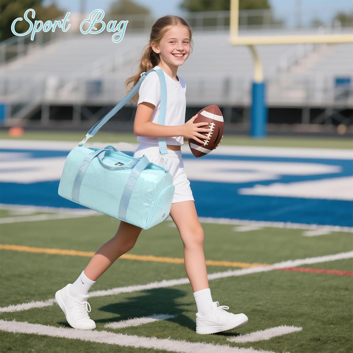 image:imageDuffle Bag for Girls Kids Overnight Bags Cute Strawberry Cherry Dance Sports Bag Travel Tote with Shoe Compartment and Wet PocketBlue