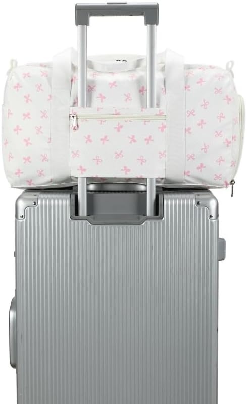 image:imageDuffle Bag for Girls Kids Overnight Bags Cute Strawberry Cherry Dance Sports Bag Travel Tote with Shoe Compartment and Wet PocketPink Bow