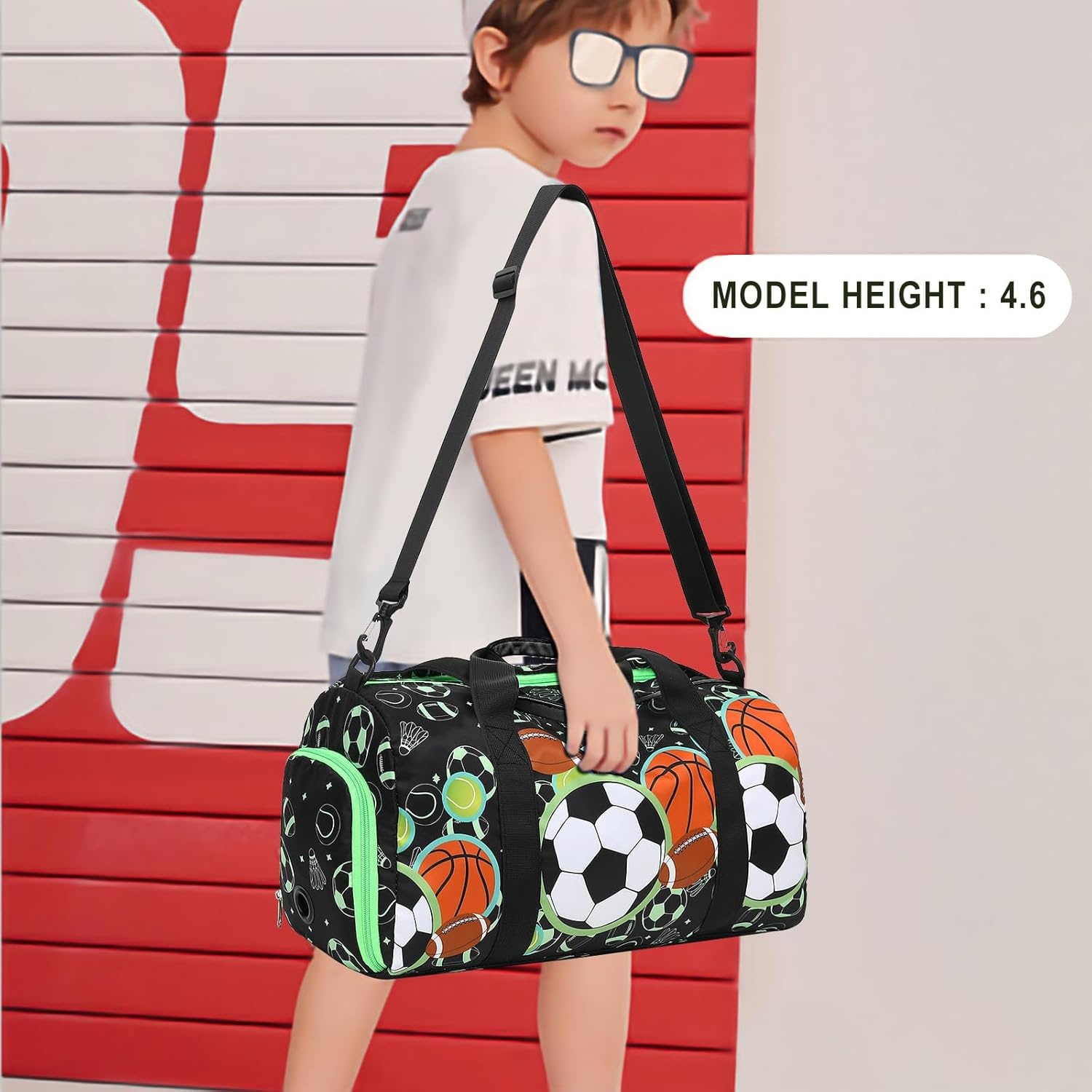 image:imageDuffle Bag for Girls Kids Overnight Bags Cute Strawberry Cherry Dance Sports Bag Travel Tote with Shoe Compartment and Wet PocketSoccerSports Ball
