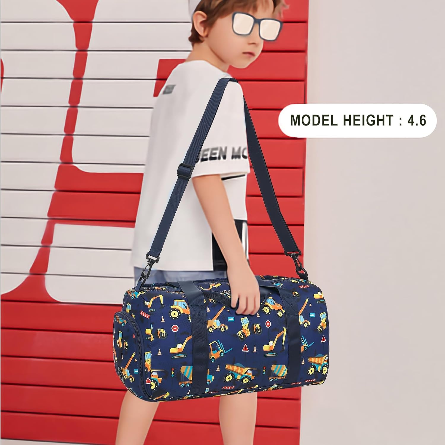 image:imageDuffle Bag for Girls Kids Overnight Bags Cute Strawberry Cherry Dance Sports Bag Travel Tote with Shoe Compartment and Wet PocketTruckNavy blue