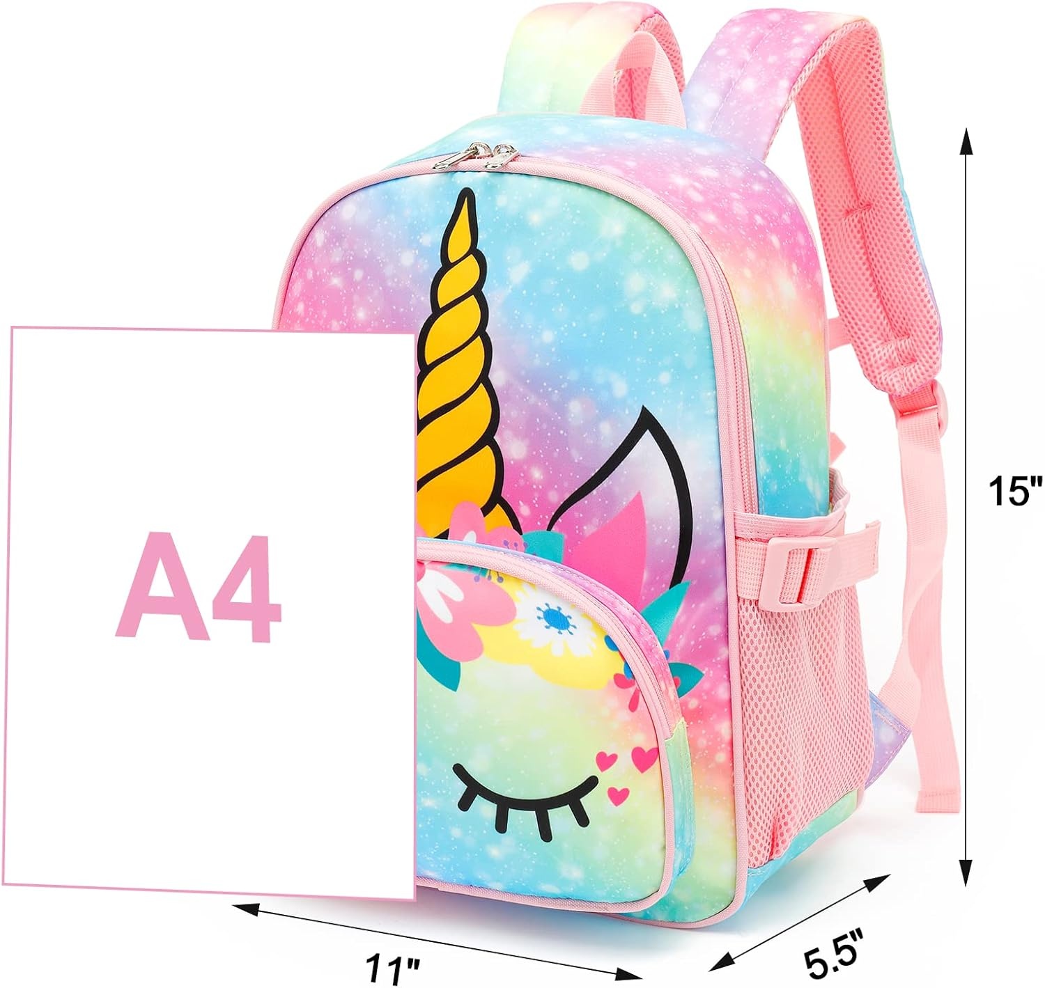 image:imageKids Backpack Girls School Backpack Preschool Kindergarten Unicorn Toddler BookBag with Chest Clip Slanting RainbowSlanting Rainbow