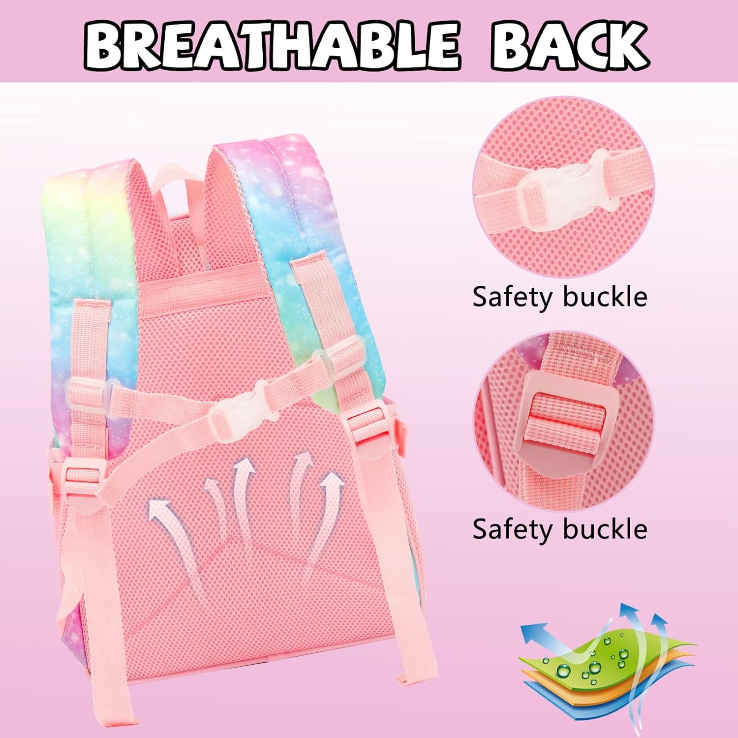 image:imageKids Backpack Girls School Backpack Preschool Kindergarten Unicorn Toddler BookBag with Chest Clip Slanting RainbowSlanting Rainbow