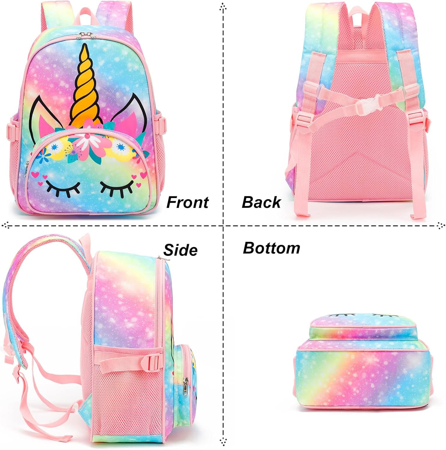 image:imageKids Backpack Girls School Backpack Preschool Kindergarten Unicorn Toddler BookBag with Chest Clip Slanting RainbowSlanting Rainbow