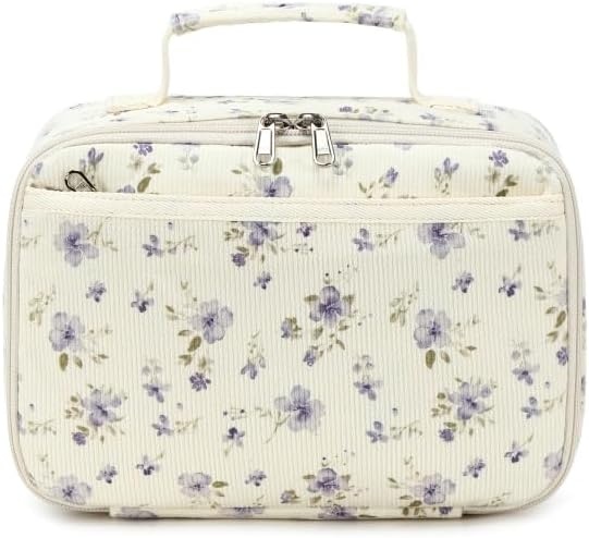 image:imageLunch Bags for Kids Girls Insulated Lunch Boxes Corduroy Cooler Toddler Lunch Tote Bag Thermo Picnic Bag for School ChildrenPurple floral 201