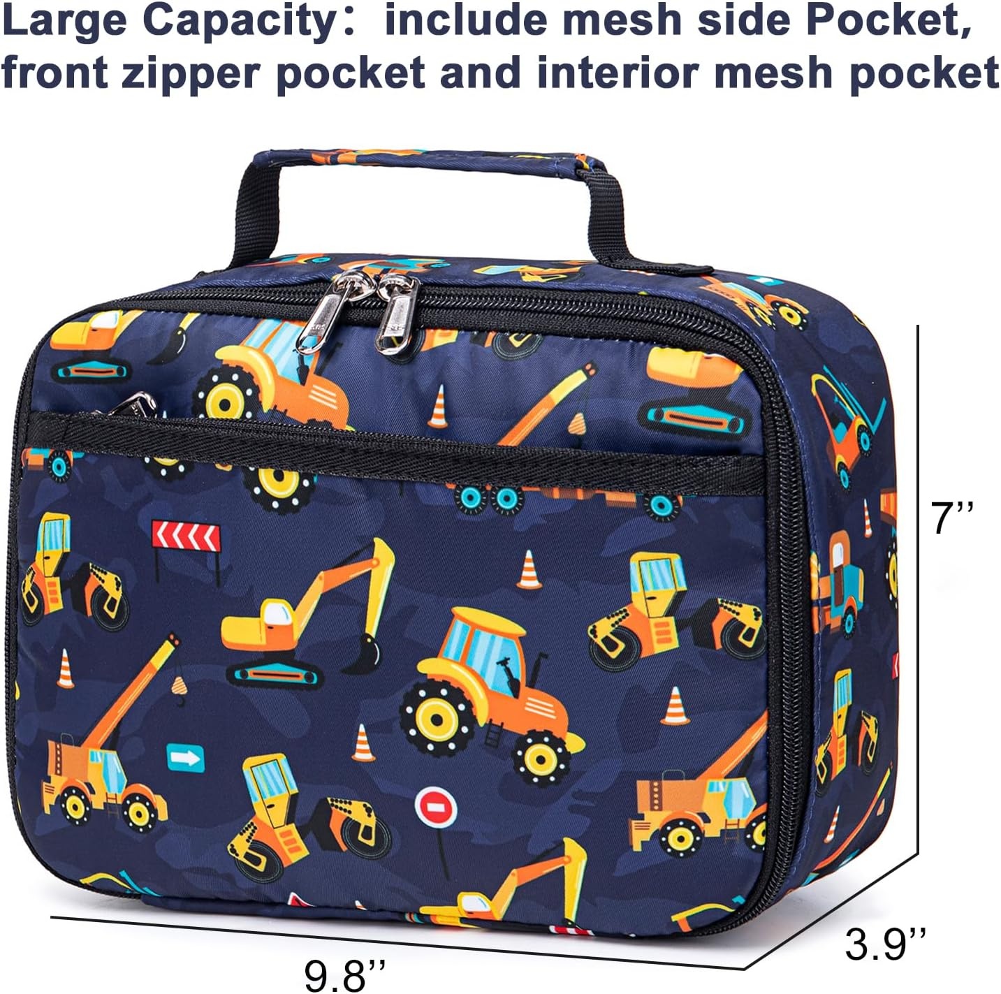 image:imageLunch Bags for Kids Girls Insulated Lunch Boxes Corduroy Cooler Toddler Lunch Tote Bag Thermo Picnic Bag for School ChildrenTruckNavy blue