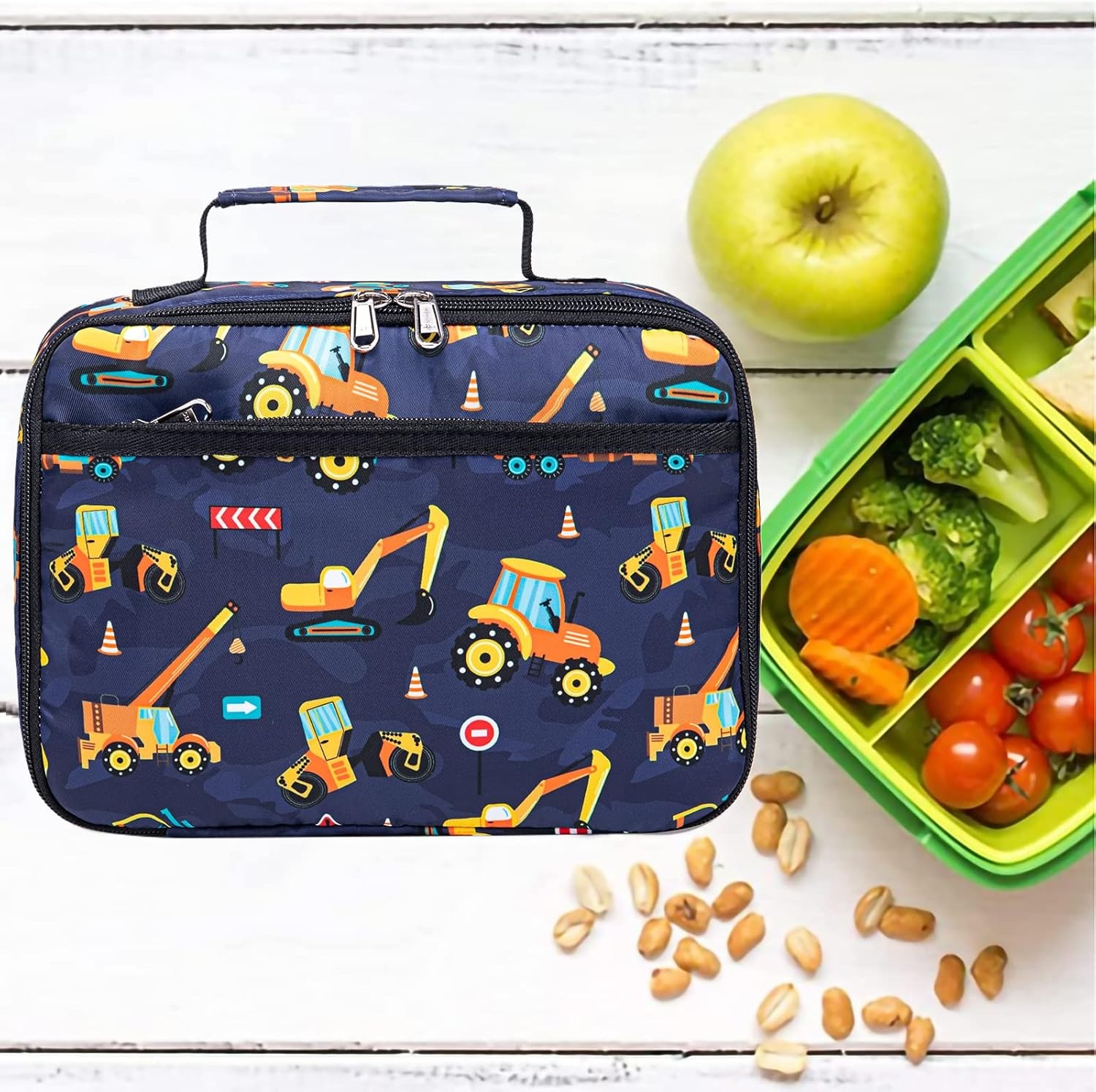 image:imageLunch Bags for Kids Girls Insulated Lunch Boxes Corduroy Cooler Toddler Lunch Tote Bag Thermo Picnic Bag for School ChildrenTruckNavy blue