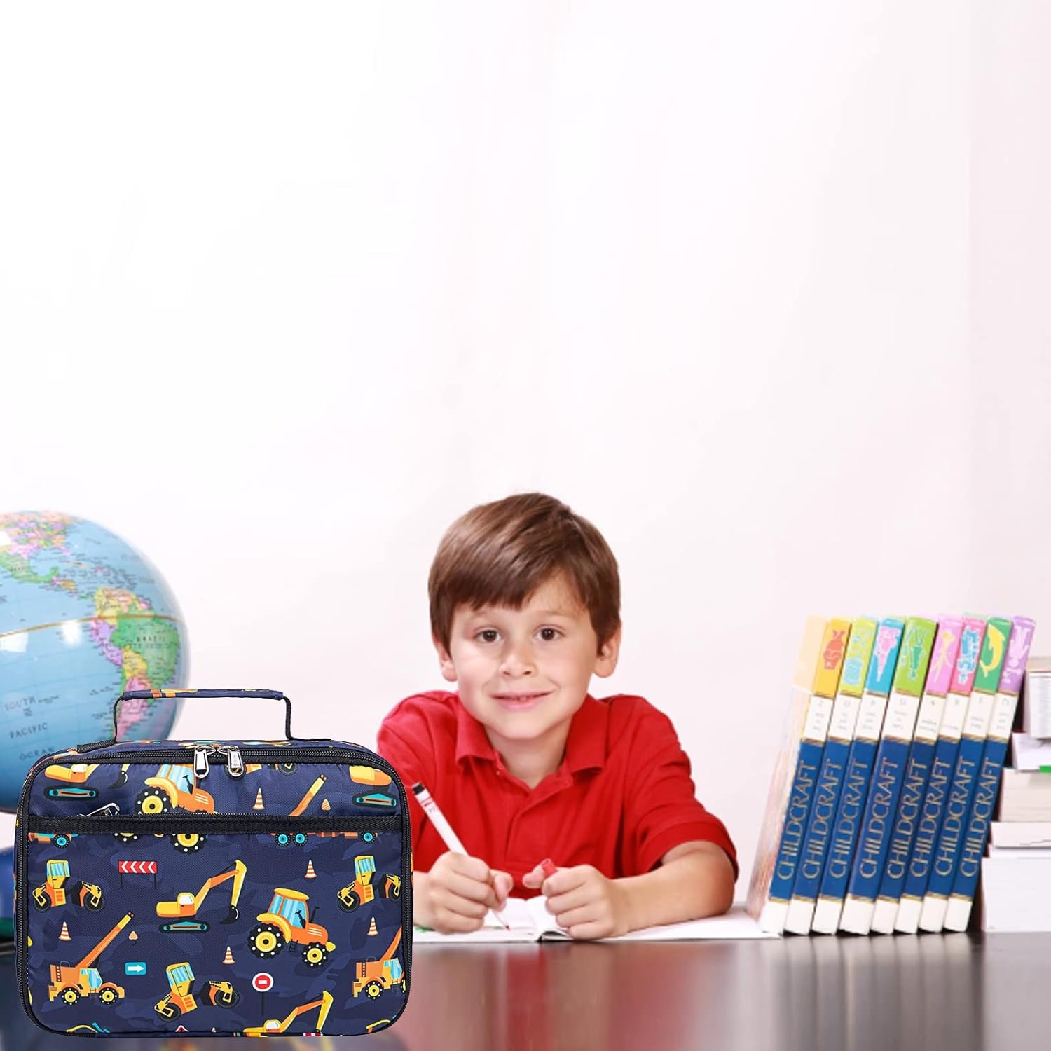 image:imageLunch Bags for Kids Girls Insulated Lunch Boxes Corduroy Cooler Toddler Lunch Tote Bag Thermo Picnic Bag for School ChildrenTruckNavy blue