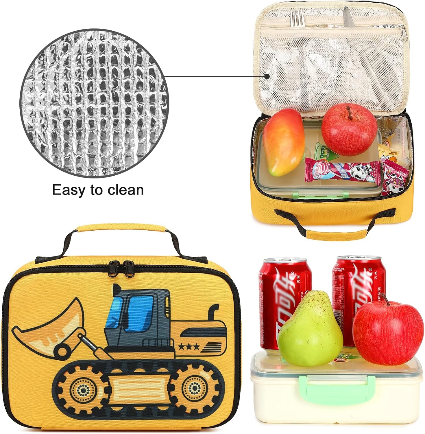 image:imageLunch Box Kids for Boys Insulated Lunch Bag Cute Truck Toddler Reusable Thermal Meal Cooler Tote Bags for School Travel