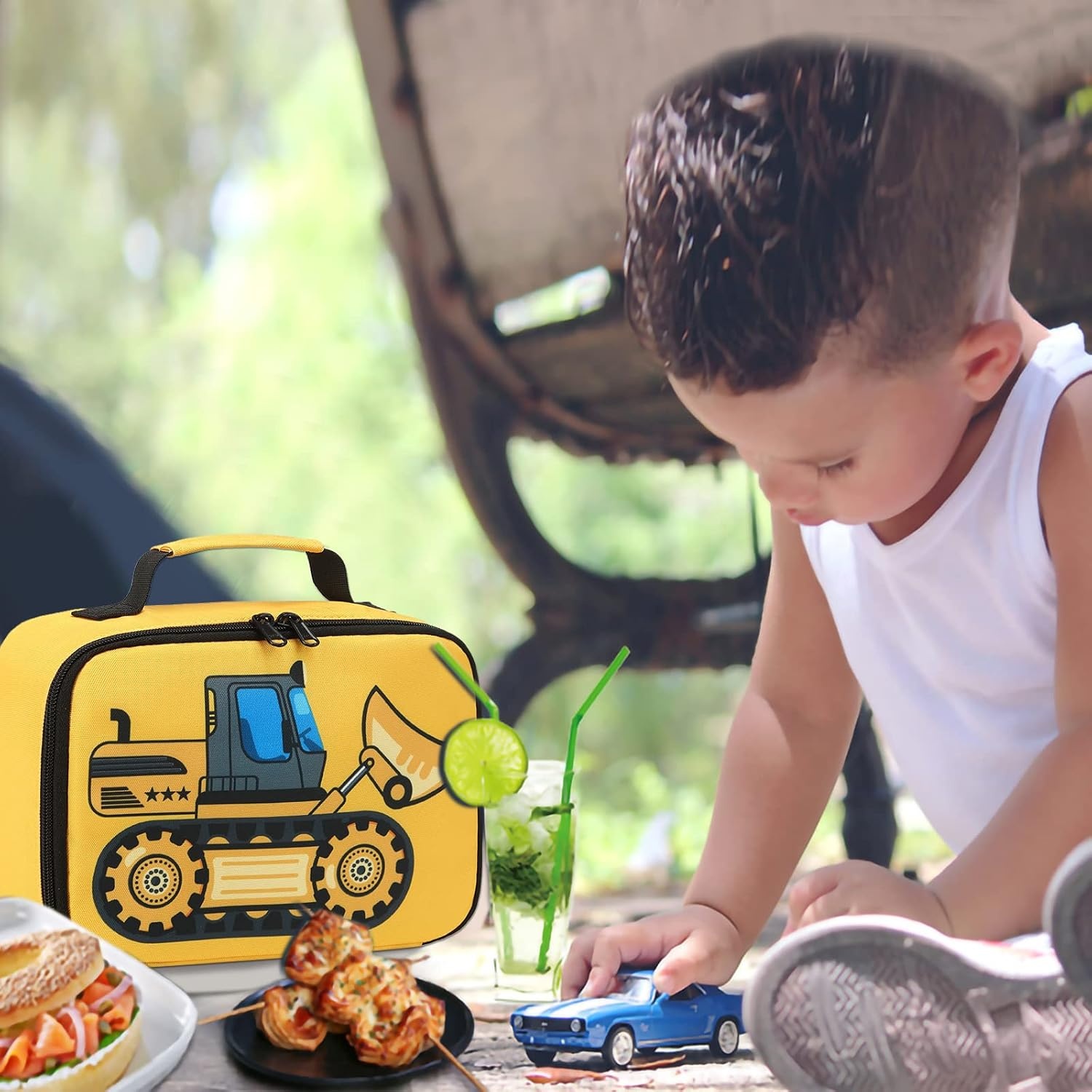 image:imageLunch Box Kids for Boys Insulated Lunch Bag Cute Truck Toddler Reusable Thermal Meal Cooler Tote Bags for School Travel