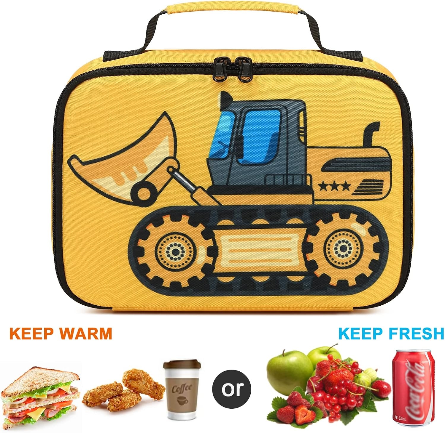 image:imageLunch Box Kids for Boys Insulated Lunch Bag Cute Truck Toddler Reusable Thermal Meal Cooler Tote Bags for School Travel