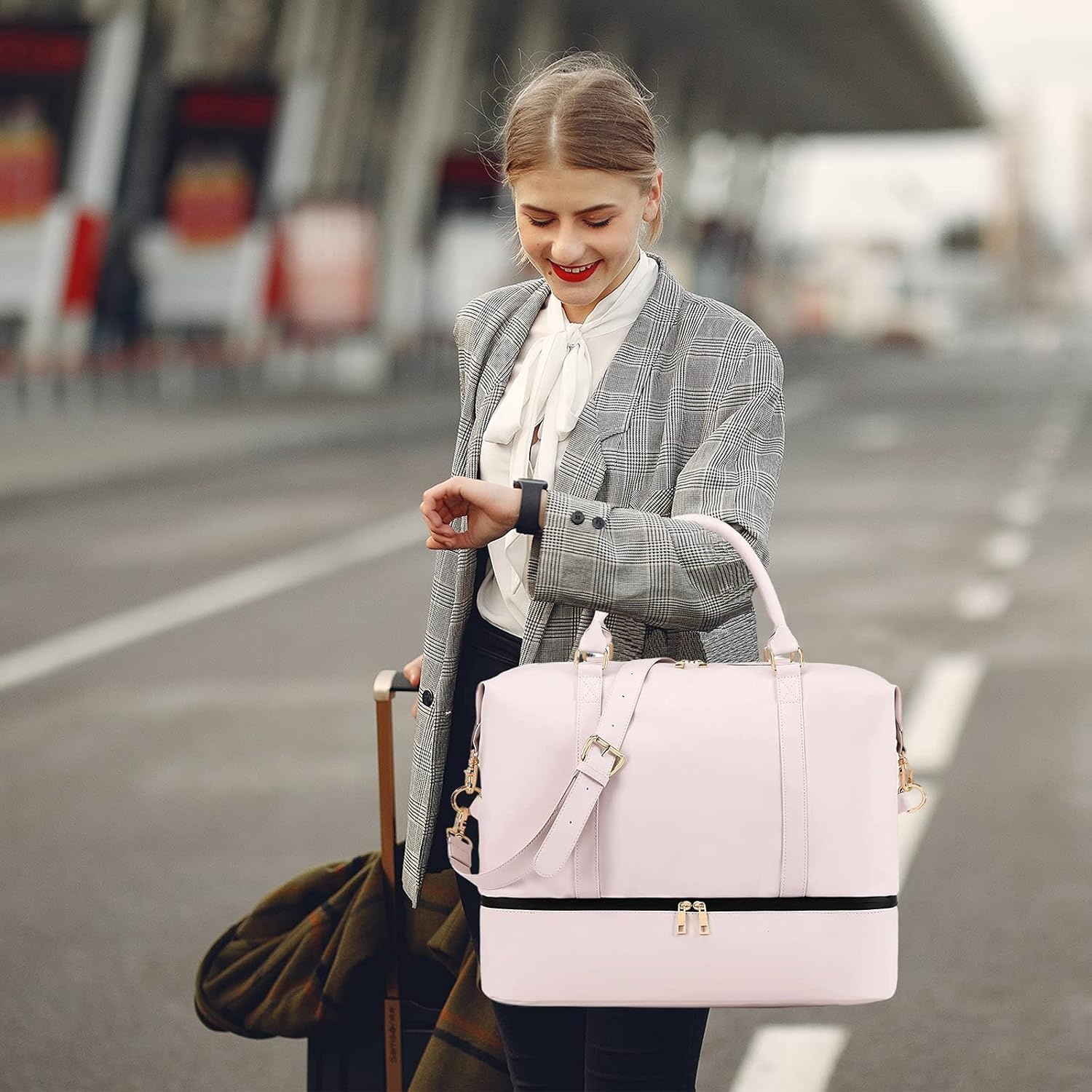 image:imageWomens Travel Weekender Bag Canvas Carry on Overnight Tote Luggage Duffel Beach Bags