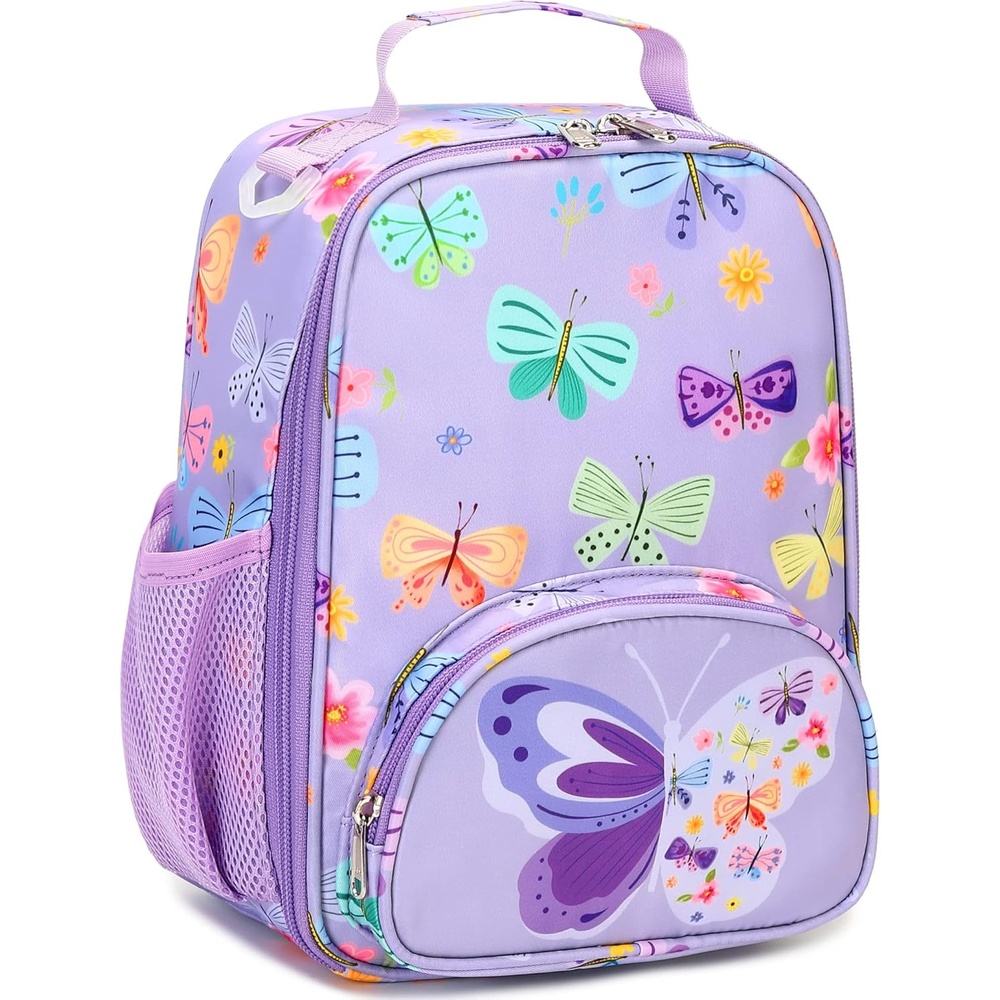 image:imageBTOOP Lunch Box Kids Girls Insulated Lunch Bag Cute Butterfly Reusable Thermal Meal Cooler Tote Bags with Removable Shoulder Strap for School Travel