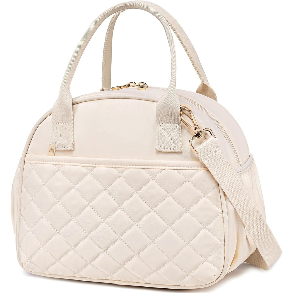 image:imageBTOOP Lunch Box for Women Men Insulated Lunch Bag Quilted Lunchbox Cute Adult Lunch Tote with Adjustable Shoulder Strap Reusable Lunch Bags Water Resistant for Travel Work Picnic BeigeBeige
