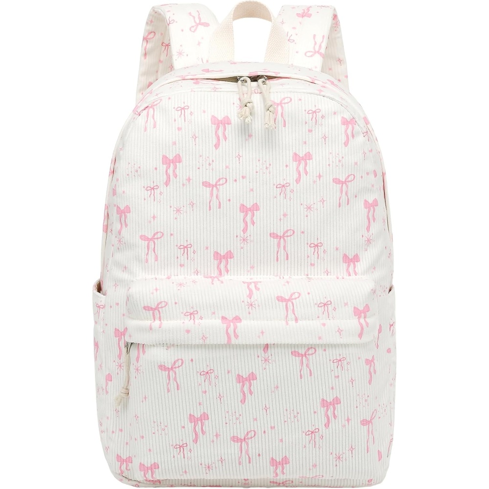 image:imageBTOOP School Backpack for Teens Large Corduroy Bookbag Lightweight 156 inch Laptop Bag for Girls Women Casual High School CollegeApink Bow