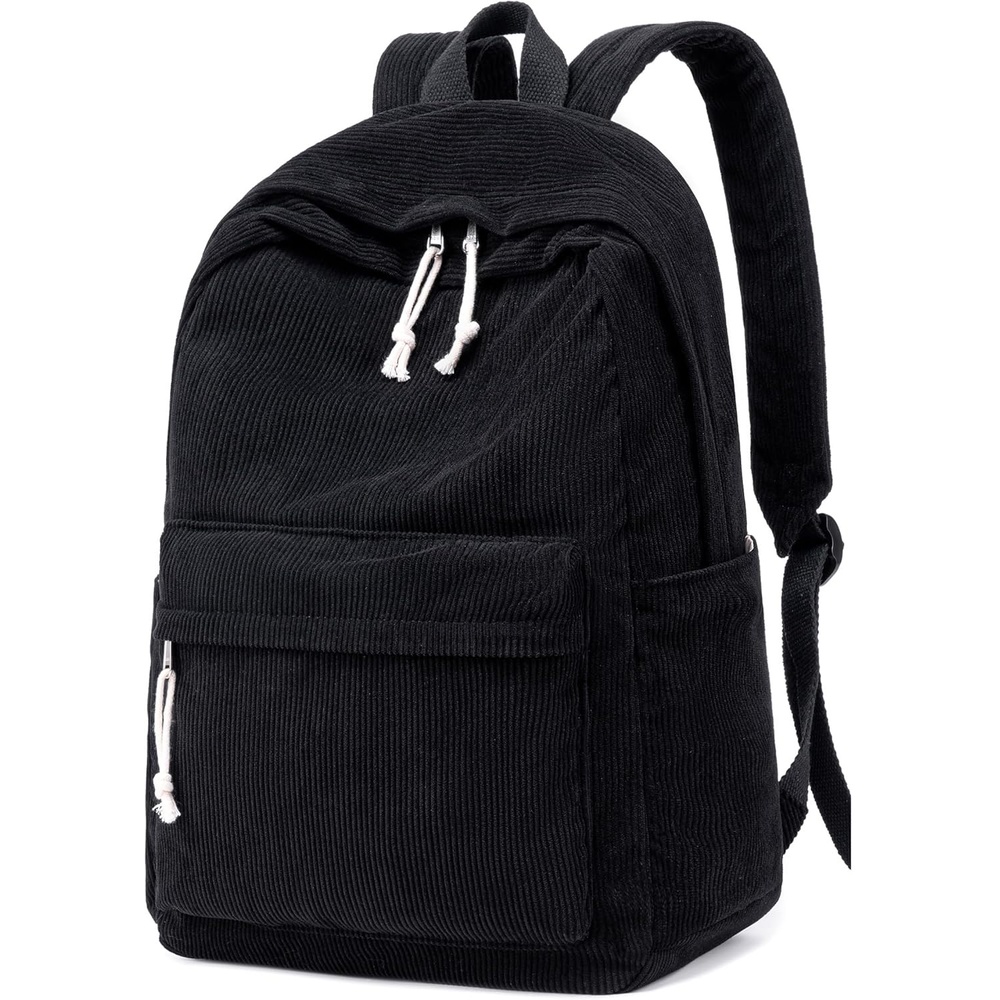 image:imageBTOOP School Backpack for Teens Large Corduroy Bookbag Lightweight 156 inch Laptop Bag for Girls Women Casual High School CollegeBlack