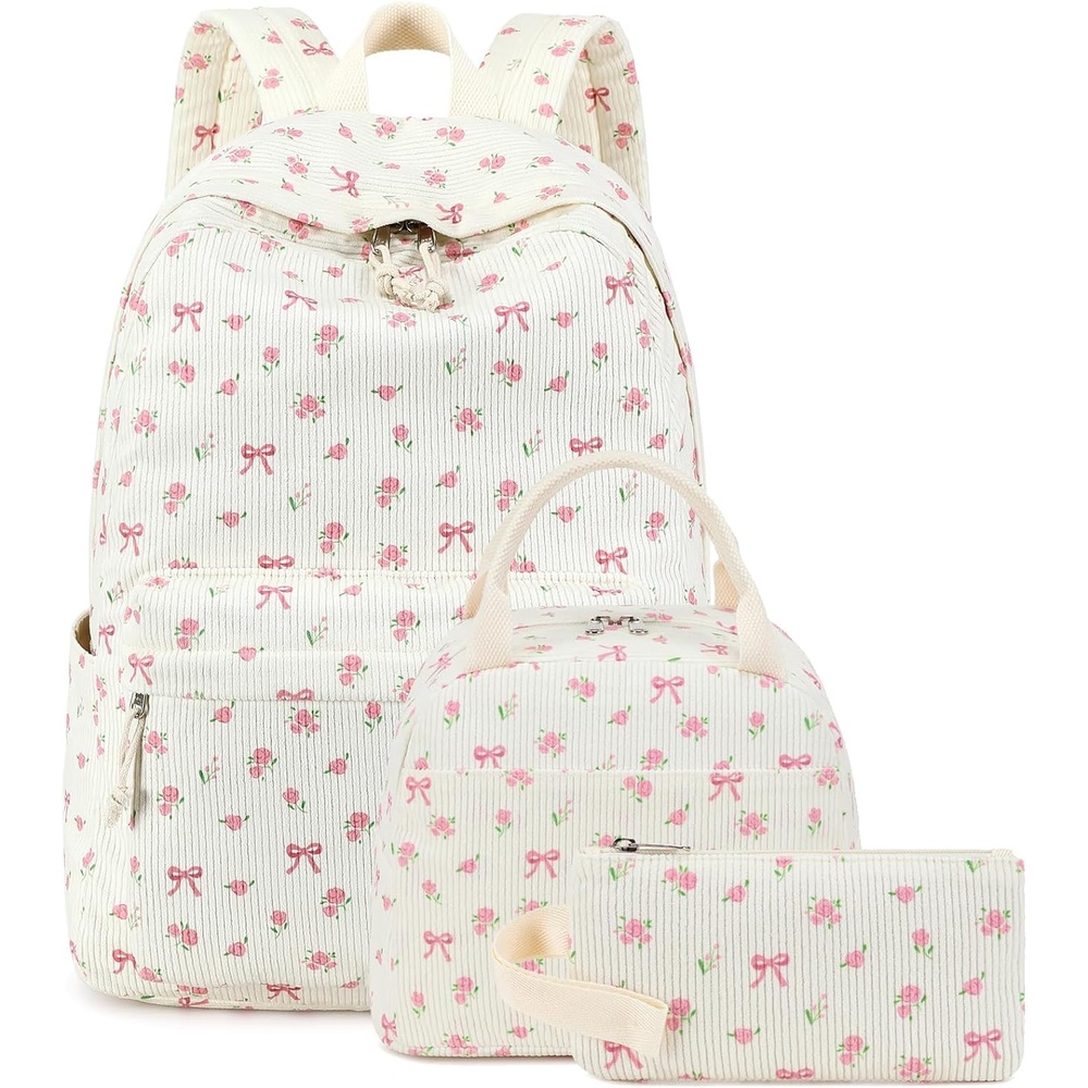 image:imageBTOOP School Backpacks for Teen Girls Bookbags Lightweight Kids Backpack School Bags Set with Lunch Box Pencil CaseApink Bowflower