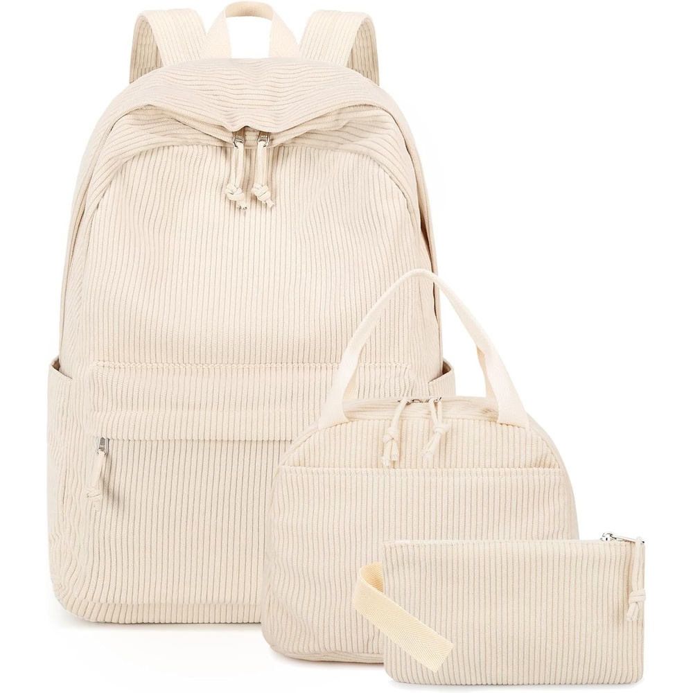 image:imageBTOOP School Backpacks for Teen Girls Bookbags Lightweight Kids Backpack School Bags Set with Lunch Box Pencil CaseCorduroy Beige
