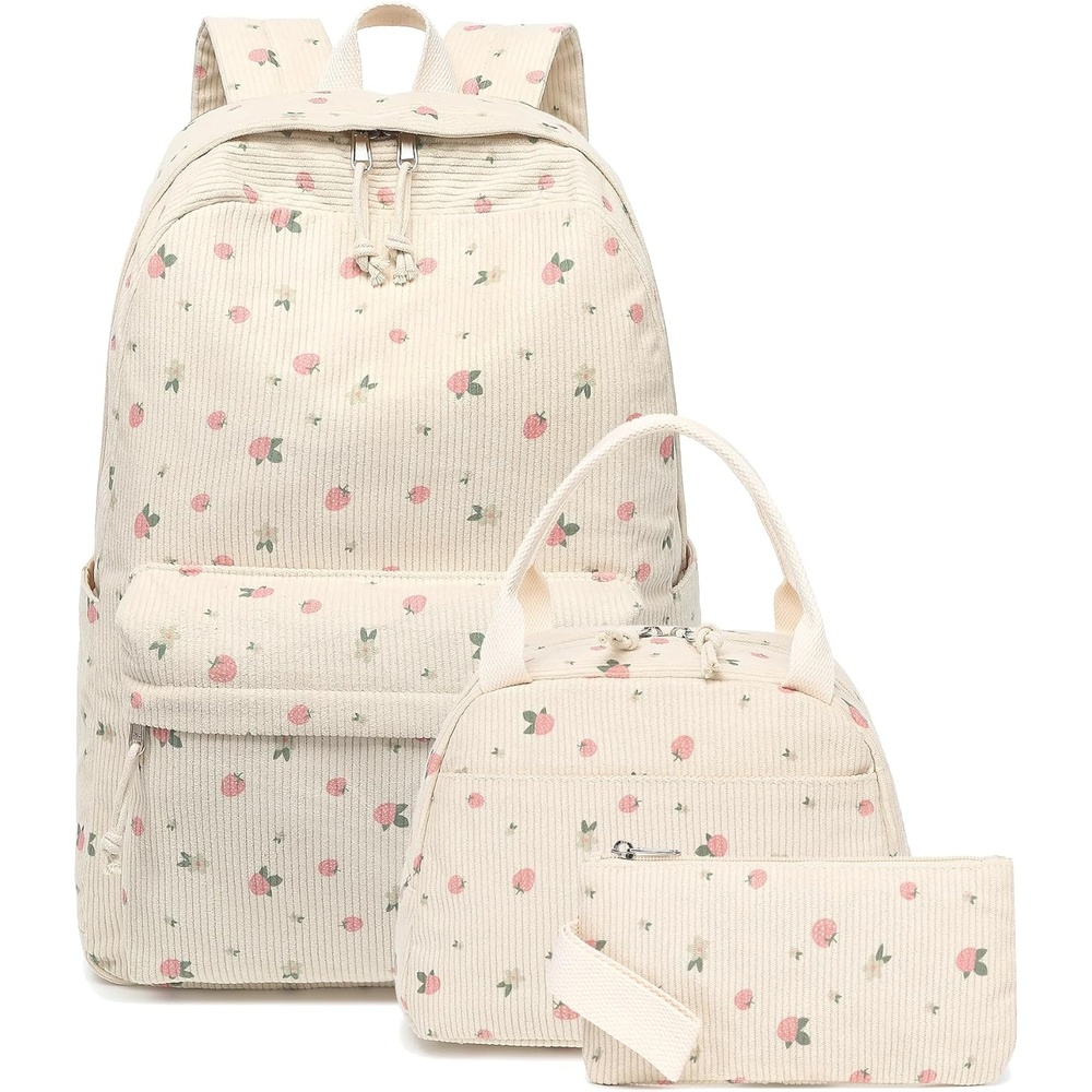 image:imageBTOOP School Backpacks for Teen Girls Bookbags Lightweight Kids Backpack School Bags Set with Lunch Box Pencil CaseStrawberry Beige