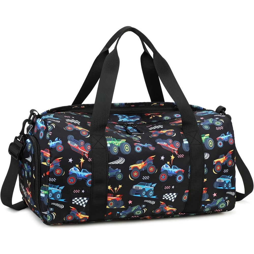 image:imageDuffle Bag for Girls Kids Overnight Bags Cute Strawberry Cherry Dance Sports Bag Travel Tote with Shoe Compartment and Wet PocketTruckBlack