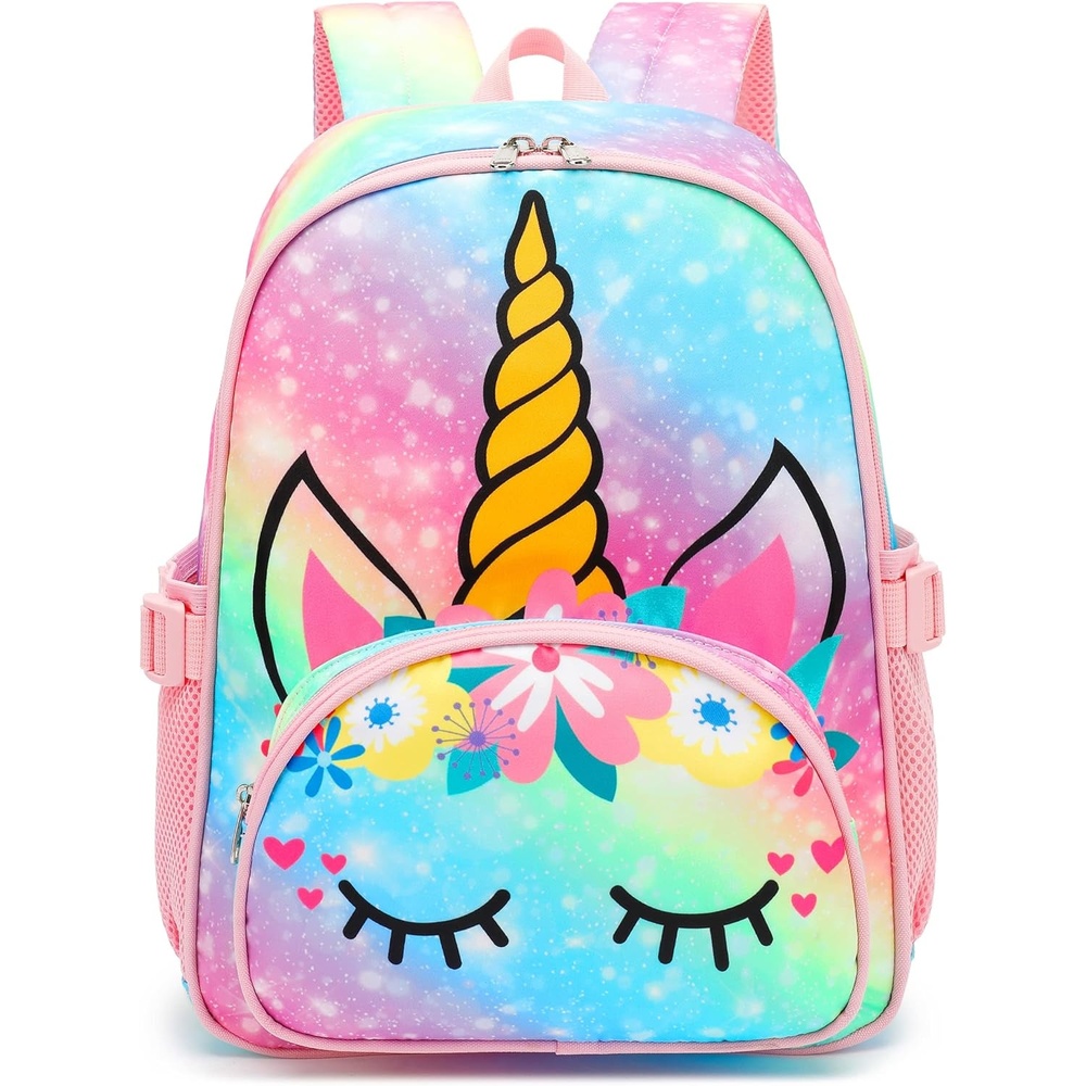 image:imageKids Backpack Girls School Backpack Preschool Kindergarten Unicorn Toddler BookBag with Chest Clip Slanting RainbowSlanting Rainbow