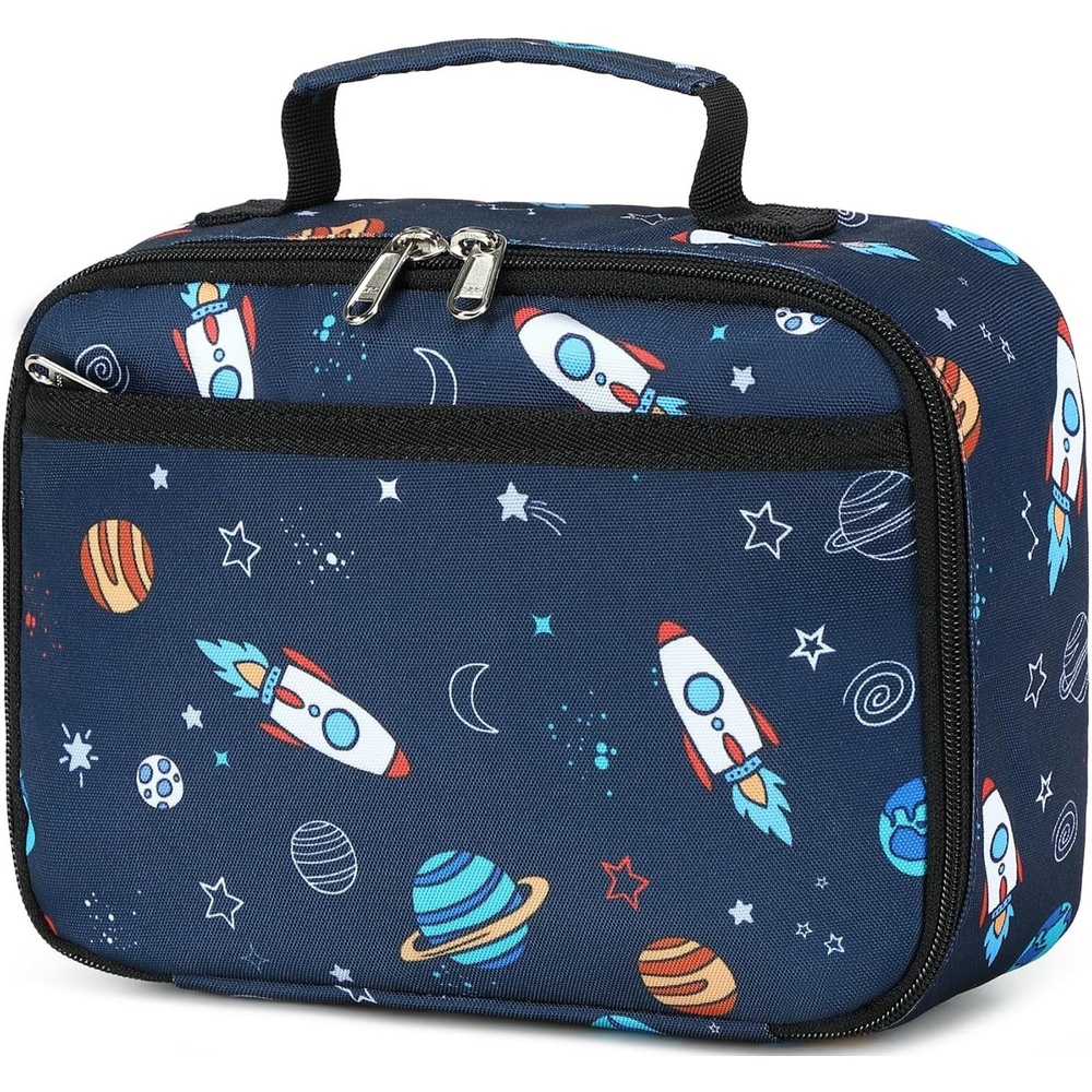 image:imageLunch Bags for Kids Girls Insulated Lunch Boxes Corduroy Cooler Toddler Lunch Tote Bag Thermo Picnic Bag for School ChildrenSpaceshipNavy Blue