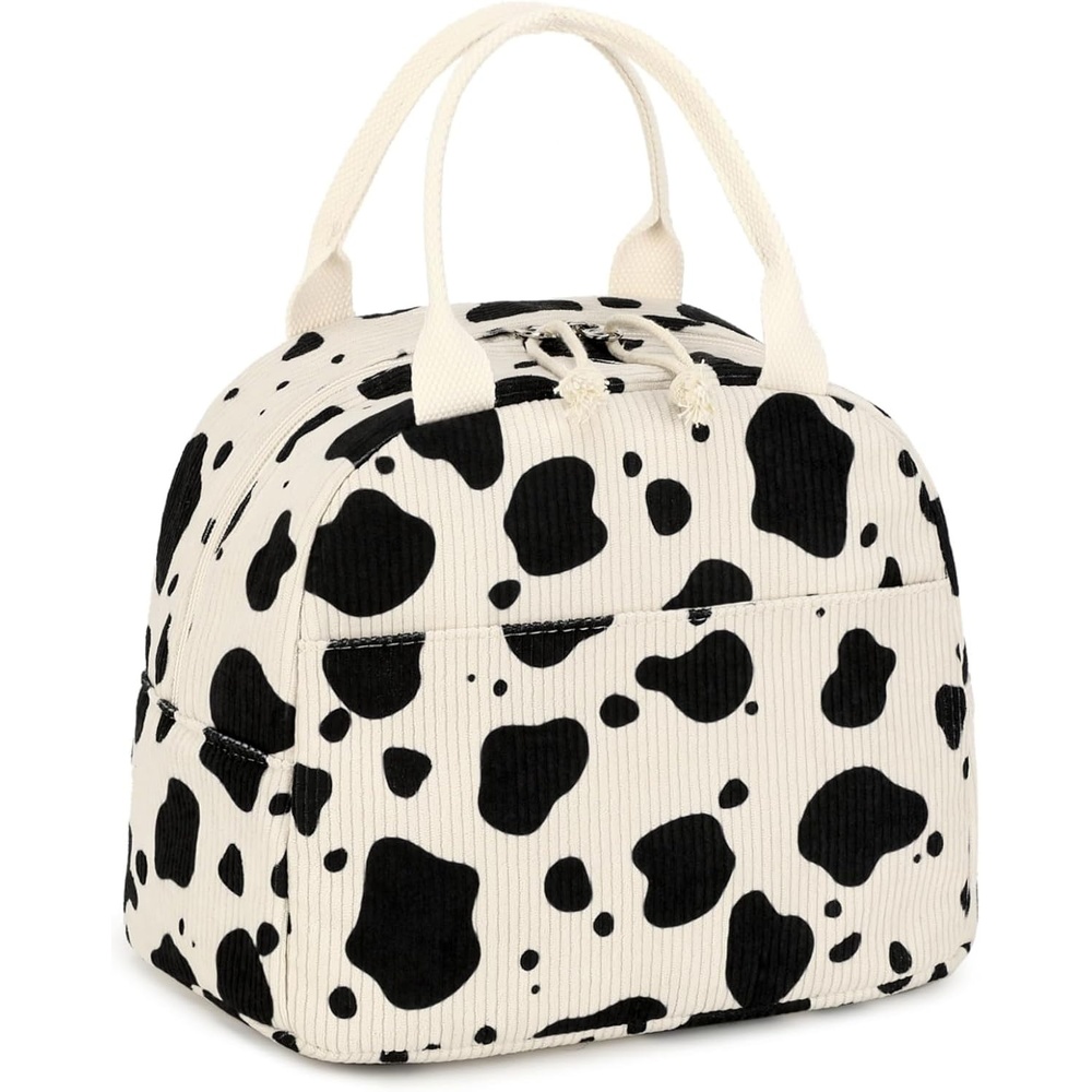image:imageLunch Box for Kids Girls Insulated Lunch Bags Toddler Lunch Tote Bag Thermo Picnic Cooler Bag for School Children whiteCow print