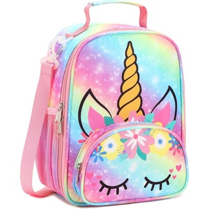image:imageBTOOP Lunch Box Kids Girls Insulated Lunch Bag Toddler Cute Reusable Thermal Meal Cooler Tote Bags with Removable Shoulder Strap for School Travel ORainbow