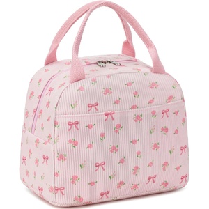 image:imageBTOOP Lunch Box for Women Girls Insulated Lunch Bag Cute Corduroy Lunchbox Adults Small Lunch Tote Bags Reusable Cooler for Work Office School Picnic TravelPink Bow Floral1