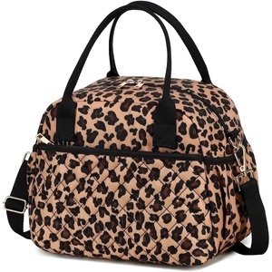 image:imageBTOOP Lunch Box for Women Men Insulated Lunch Bag Quilted Lunchbox Cute Adult Lunch Tote with Adjustable Shoulder Strap Reusable Lunch Bags Water Resistant for Travel Work Picnic BeigeLeopard  Black