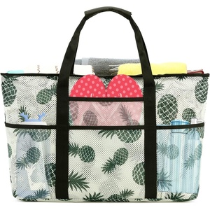 image:imageBTOOP Mesh Large Beach Tote Bag Extra Large Beach Bag For Women Travel Oversized Pool Bag for beach toys Beige Pineapple