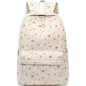 image:imageBTOOP School Backpack for Teens Large Corduroy Bookbag Lightweight 156 inch Laptop Bag for Girls Women Casual High School CollegeFloralcorduroystrawberry