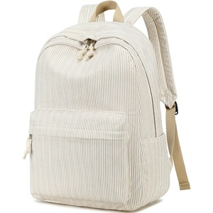 image:imageBTOOP School Backpack for Teens Large Corduroy Bookbag Lightweight 156 inch Laptop Bag for Girls Women Casual High School CollegeKhakistripe