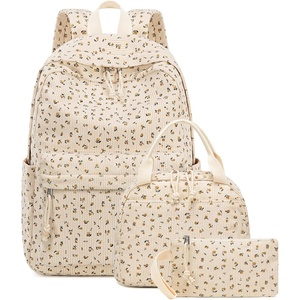 image:imageBTOOP School Backpacks for Teen Girls Bookbags Lightweight Kids Backpack School Bags Set with Lunch Box Pencil CaseCorduroy Floral Beige