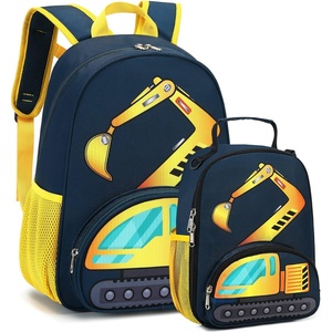 image:imageBackpack for Kids Boys Girls Preschool Kindergarten Bookbag Set with Lunch Box Toddler School BagAExcavator construction Navy