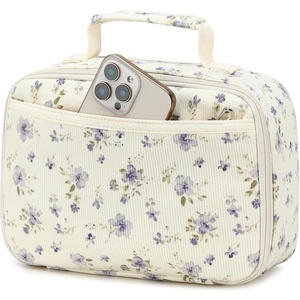 image:imageLunch Bags for Kids Girls Insulated Lunch Boxes Corduroy Cooler Toddler Lunch Tote Bag Thermo Picnic Bag for School ChildrenPurple floral 201