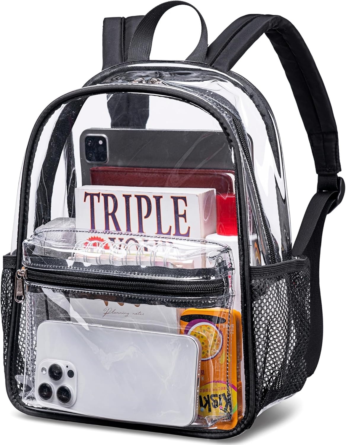 image:imageBTOOP Clear Mini Backpack for Stadium Events 12x12x6 Small Transparent Backpacks Plastic See Through Clear Bag for Concerts Work Festival Security TravelBlackclear 2