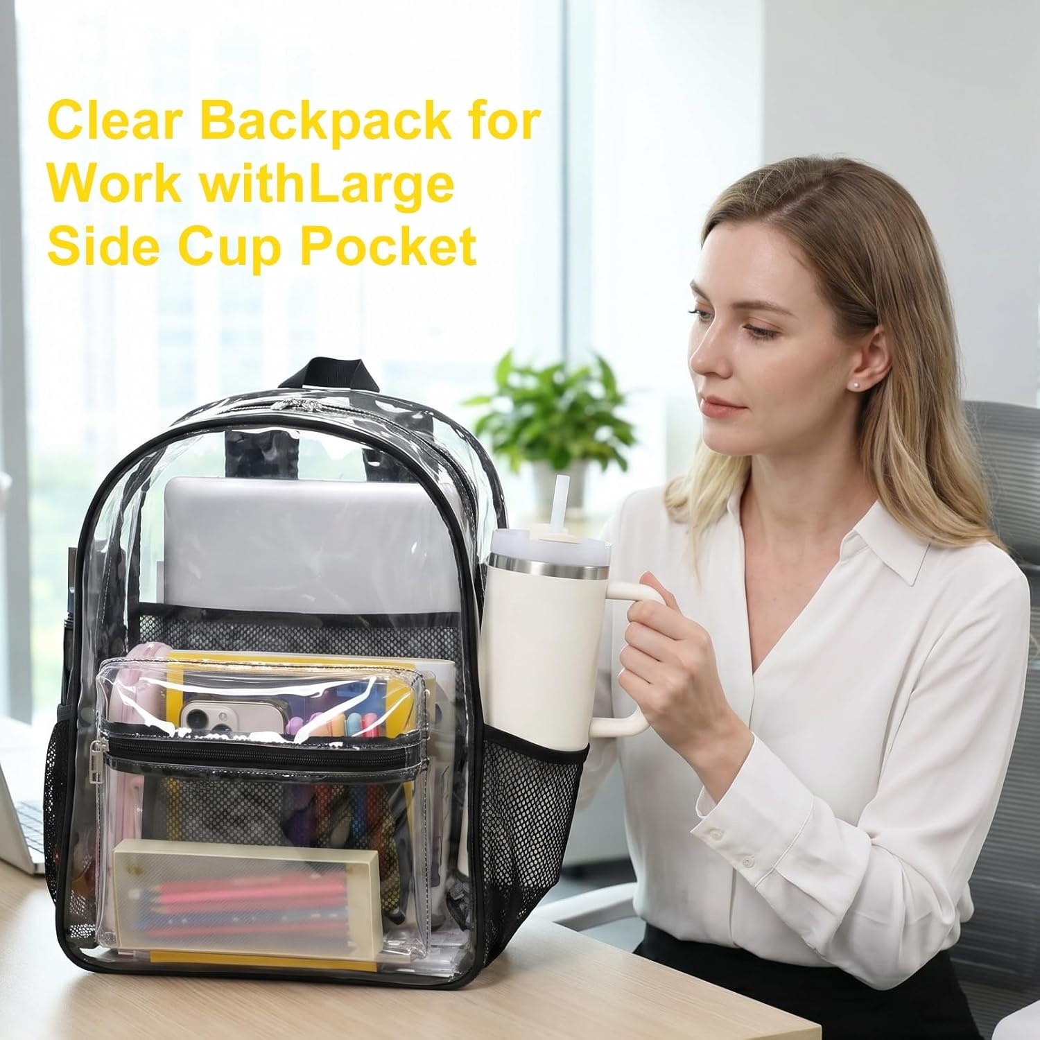 image:imageBTOOP Clear Mini Backpack for Stadium Events 12x12x6 Small Transparent Backpacks Plastic See Through Clear Bag for Concerts Work Festival Security TravelBlack
