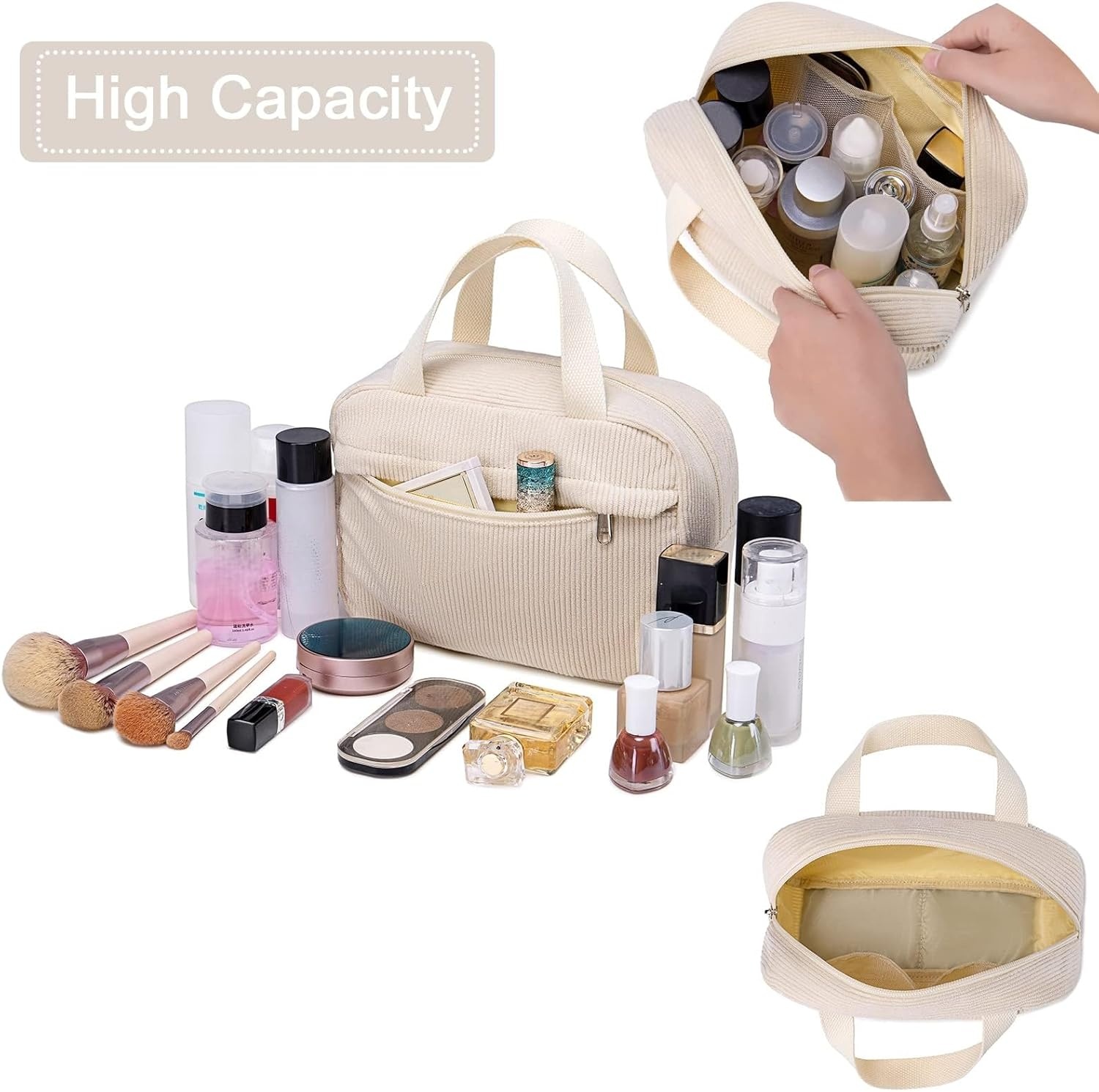 image:imageMakeup Bag for Women Cosmetic Bag Large Make Up Organizer Travel Toiletry Bags Waterproof Zipper Tote Pouch Purse for Girls
