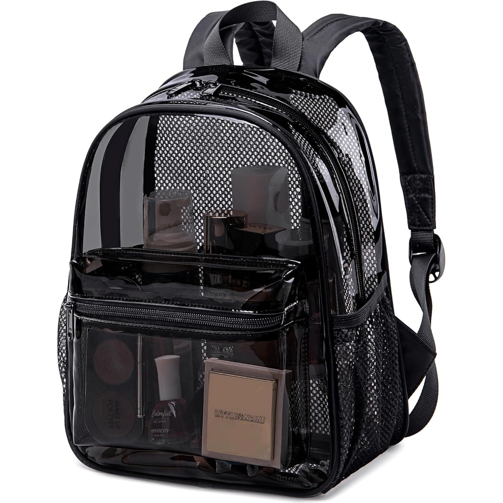 image:imageBTOOP Clear Mini Backpack for Stadium Events 12x12x6 Small Transparent Backpacks Plastic See Through Clear Bag for Concerts Work Festival Security TravelBlackclear