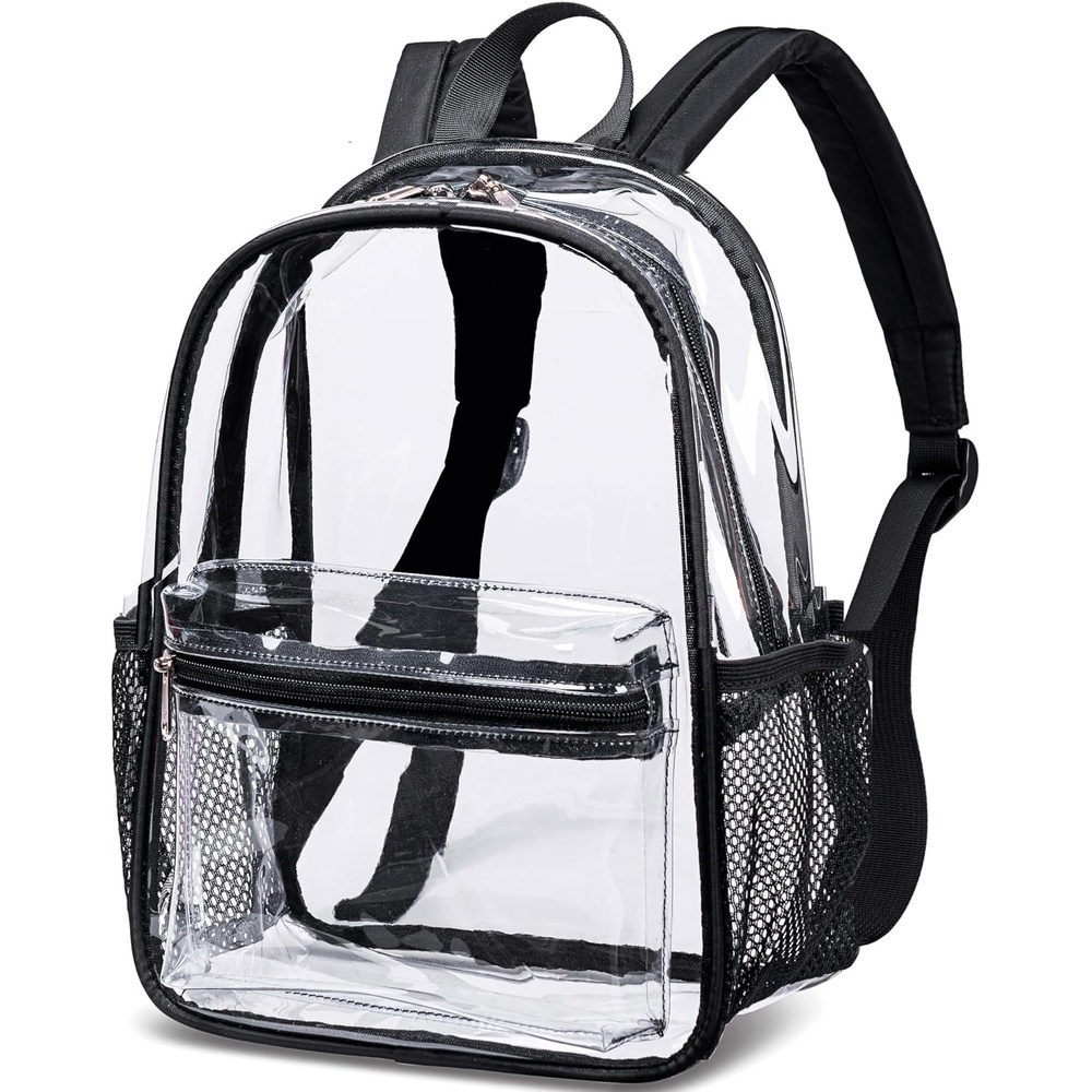 image:imageBTOOP Clear Mini Backpack for Stadium Events 12x12x6 Small Transparent Backpacks Plastic See Through Clear Bag for Concerts Work Festival Security TravelBlackclear 2