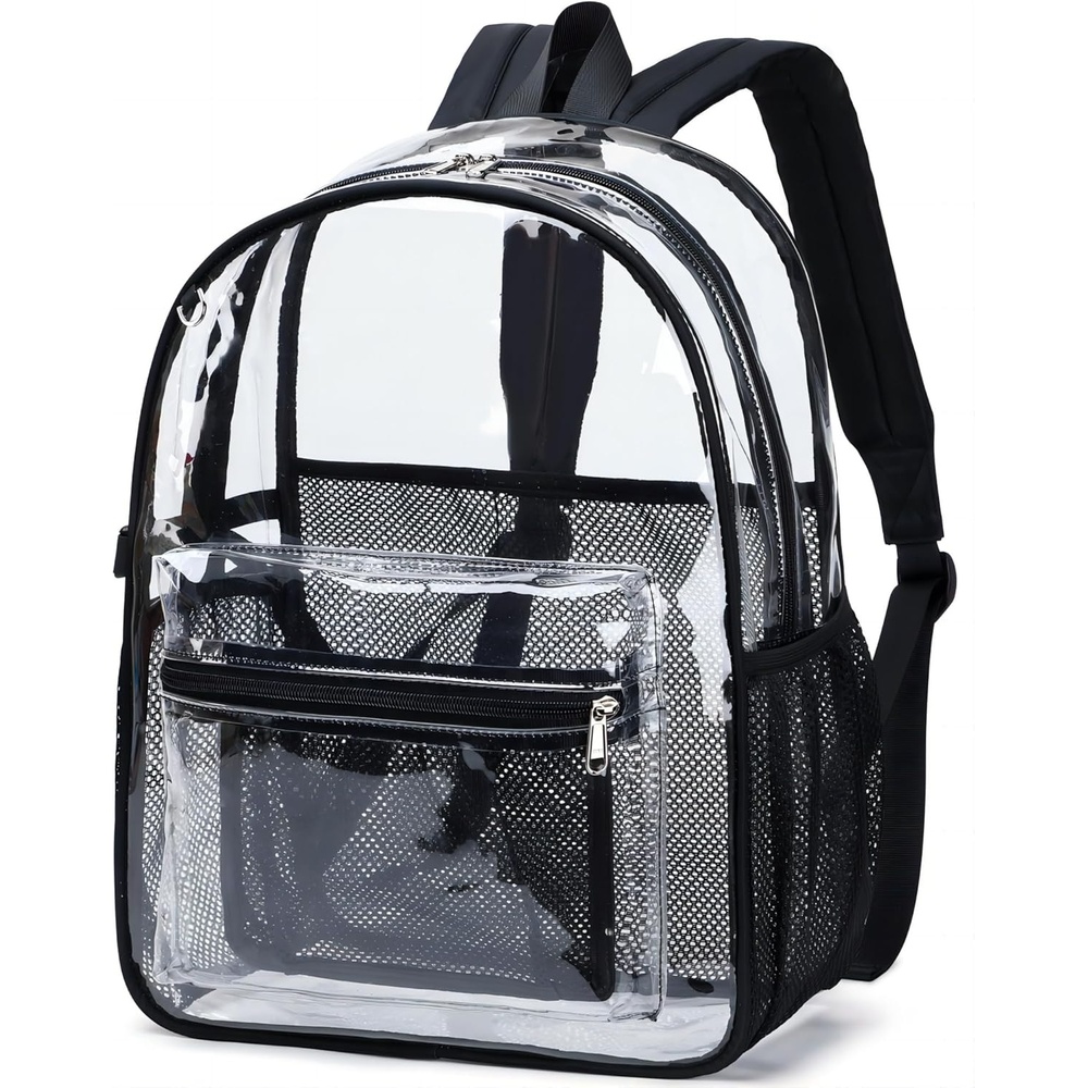 image:imageBTOOP Clear Mini Backpack for Stadium Events 12x12x6 Small Transparent Backpacks Plastic See Through Clear Bag for Concerts Work Festival Security TravelBlack
